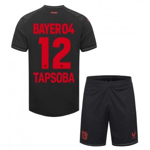 Bayer Leverkusen Edmond Tapsoba #12 Hjemmebanesæt Børn 2023-24 Kort ærmer (+ korte bukser)